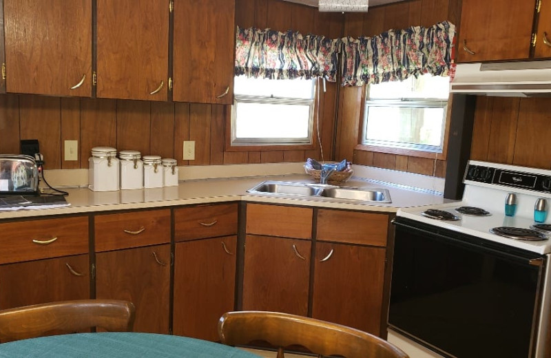 Cabin kitchen at Silver Beach Resort.
