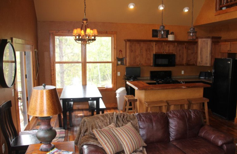 Cabin interior at Deadwood Connections.