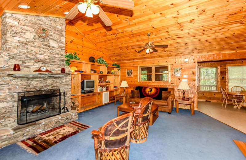 Cabin living room at Dogwood Cabins LLC.