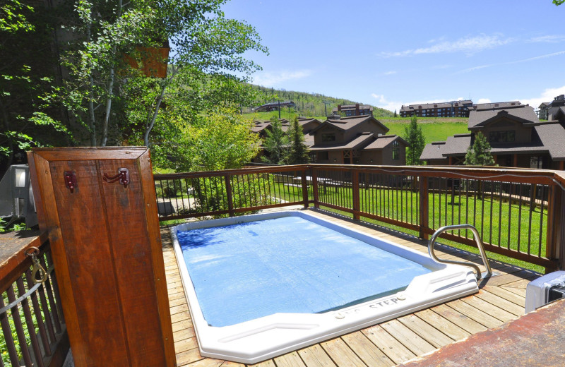 Rental hot tub at Steamboat Lodging Properties.