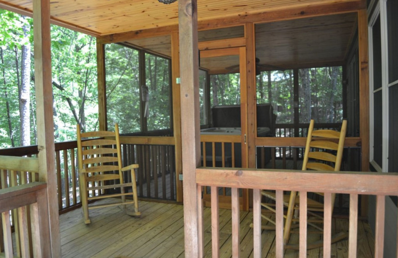 Cabin porch at Sautee Resorts.