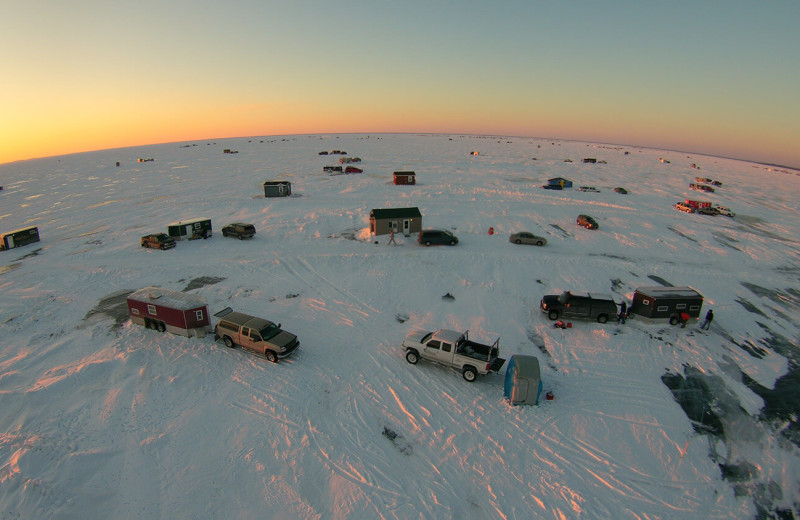 Ice fishing at Hunter's Point Resort.