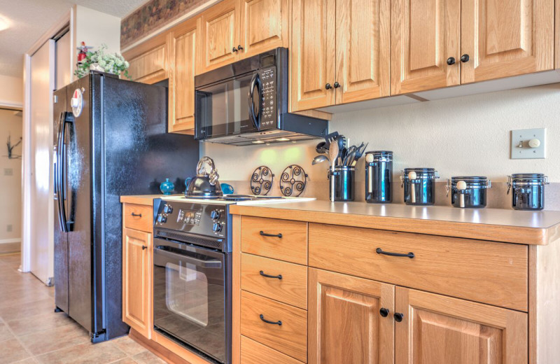Rental kitchen at Cavalier Beachfront Condominiums.