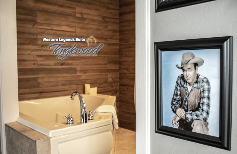 Guest bathroom at Tanglewood Resort and Conference Center.