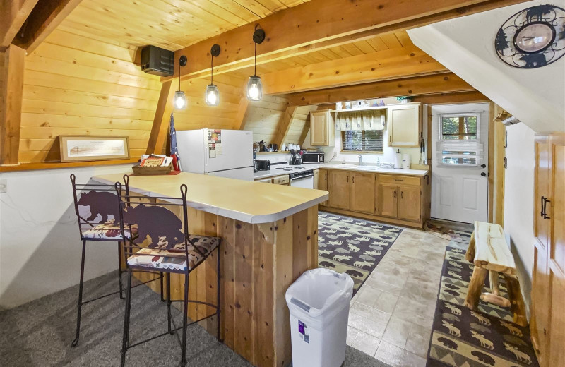 Rental kitchen at Family Time Vacation Rentals.