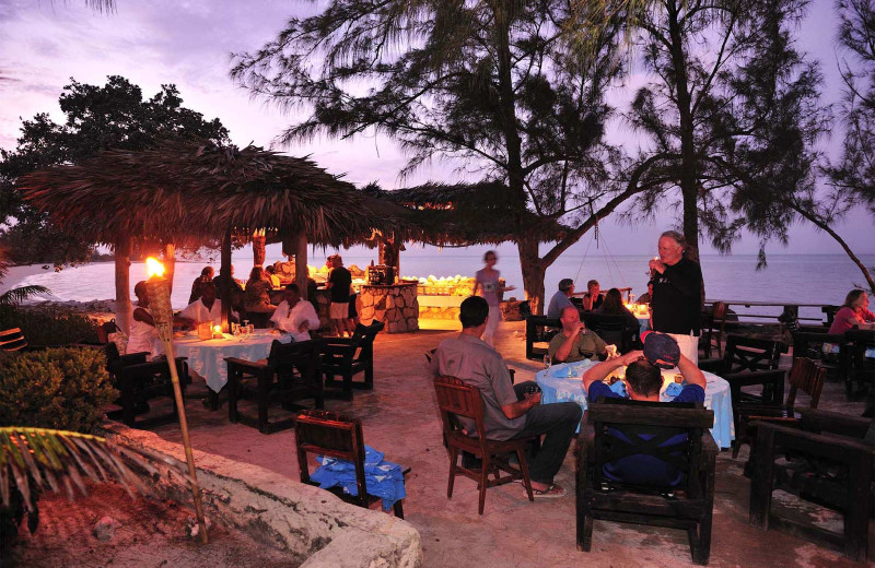 Dining at  Small Hope Bay Lodge.