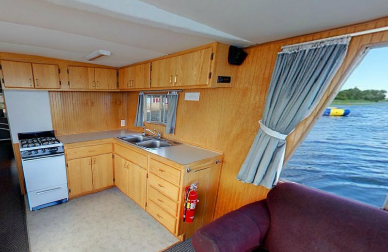 Houseboat kitchen at Hiawatha Beach Resort.