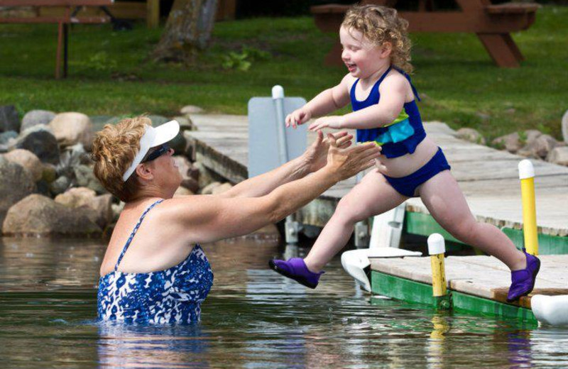 Swimming at Sand Bay Resort.