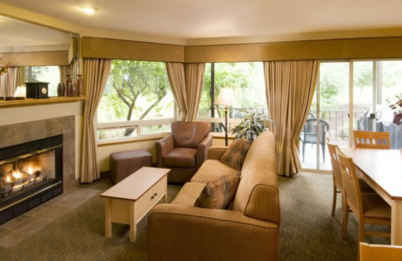 Suite living room at Whispering Woods Resort.