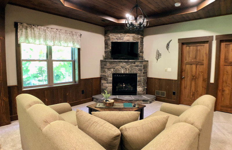 Suite living room at Sojourner's Lodge & Log Cabin Suites.