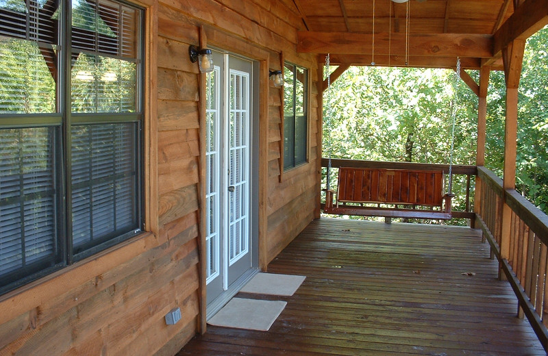 Cabin porch at Heath Valley Cabins.