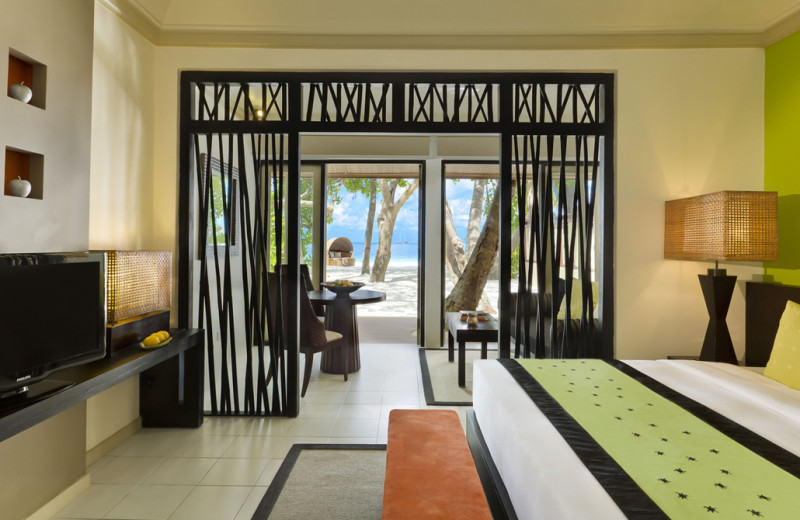 Guest room at Angsana Resort & Spa Maldives Ihuru.