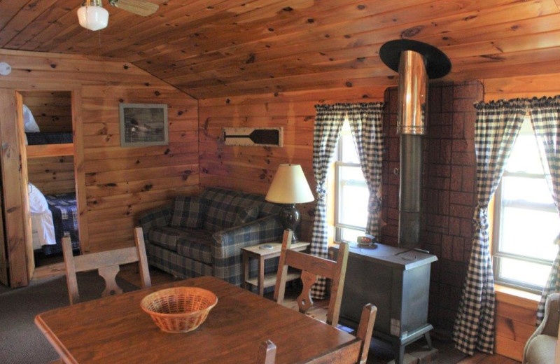 Cabin interior at Wilson Pond Camps.