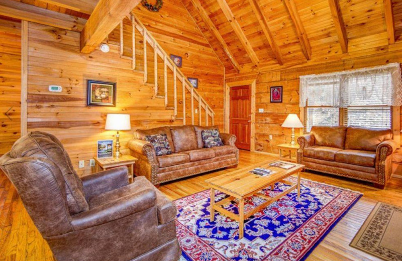 Cabin living room at TNT Cabin Rentals.