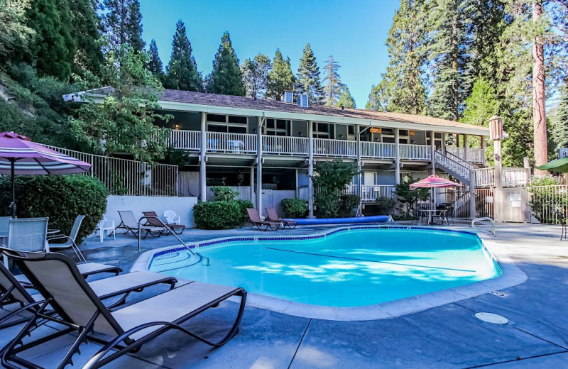 Outdoor pool at Lake Arrowhead Chalets.