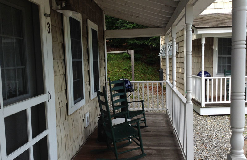 Porch at Sunapee Harbor Cottages.