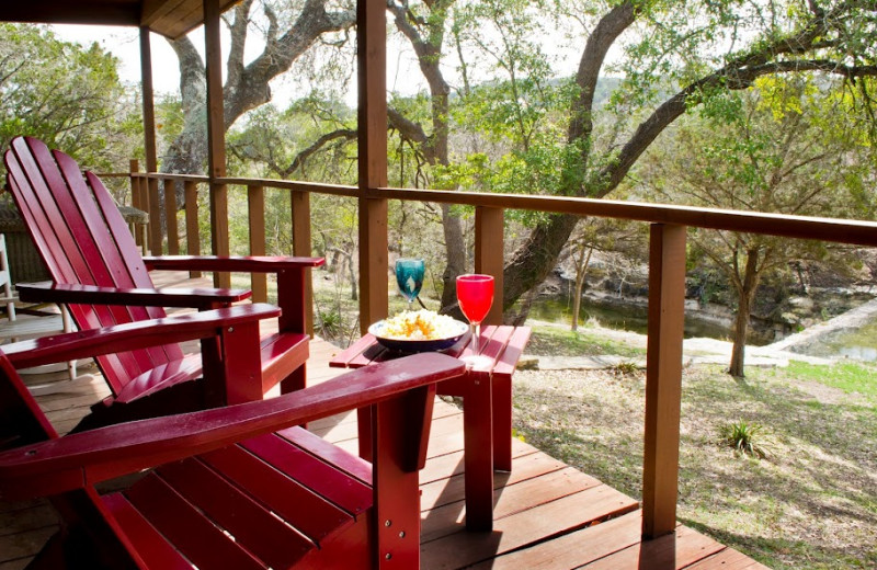 Rental porch view at Hill Country Premier Lodging.