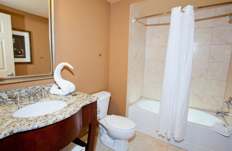 Guest bathroom at Lake Eve Resort.