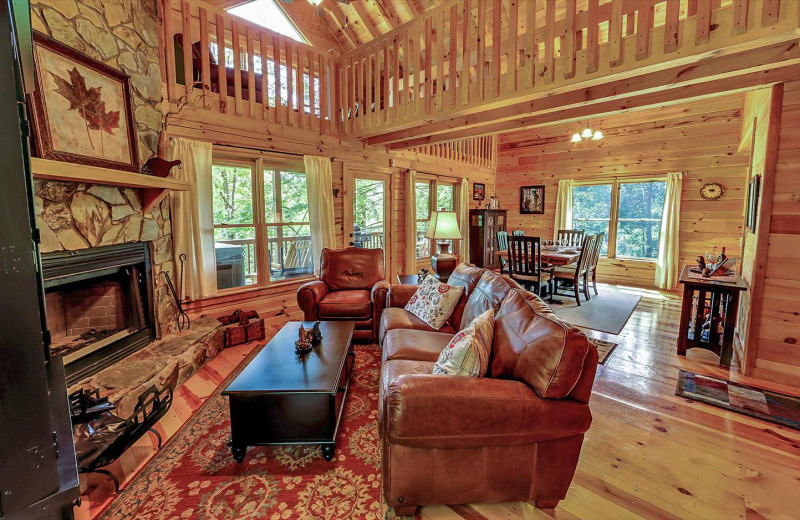 Cabin living room at Sliding Rock Cabins.