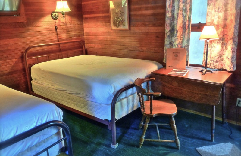 Cabin bedroom at Breitenbush Hot Springs.