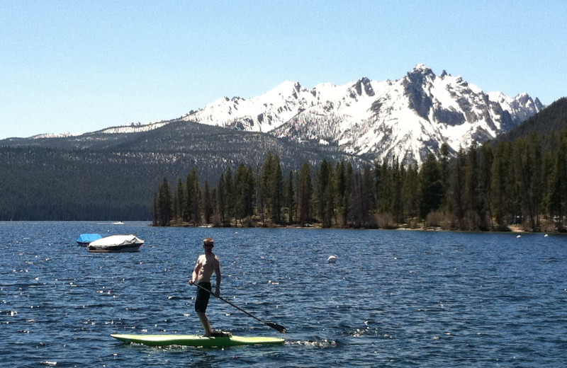 Paddle boarding at Redfish Lake Lodge.