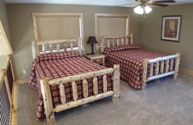 Rental home bedroom at Blue Water Lodge.