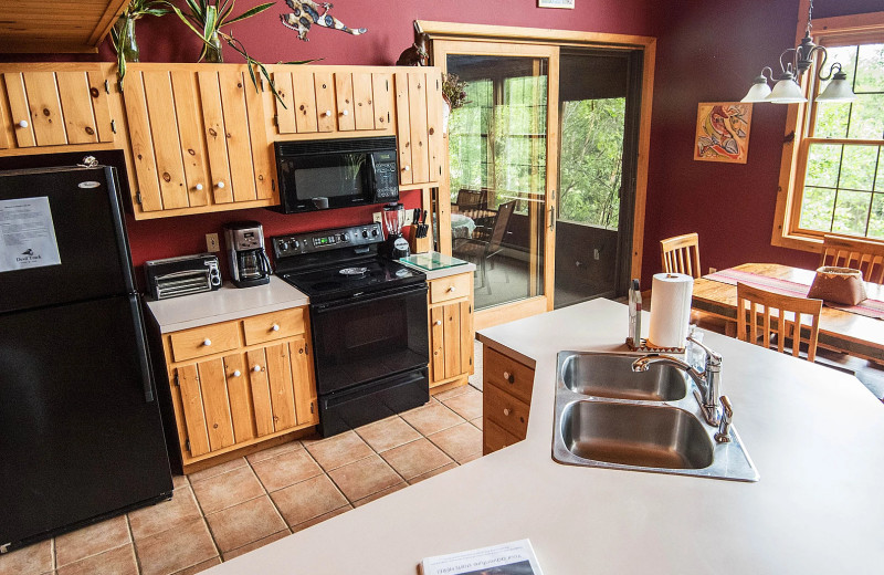 Cabin kitchen at Skyport Lodge.