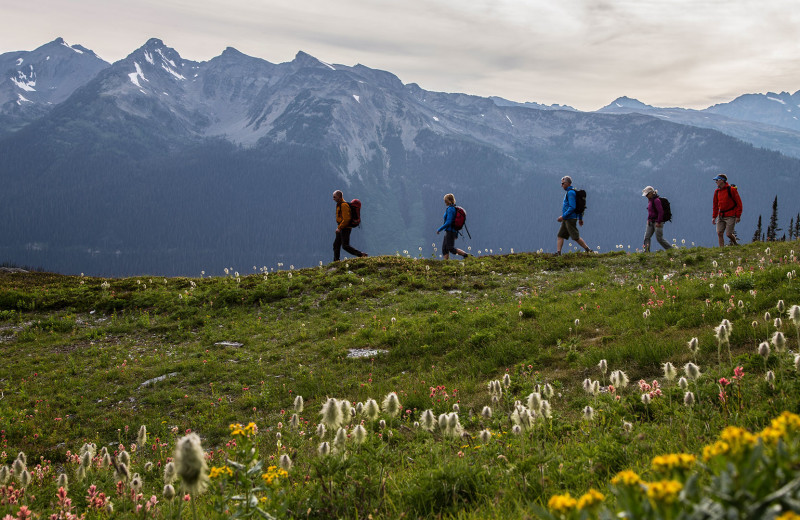 Summer hiking at Bugaboos Lodge.