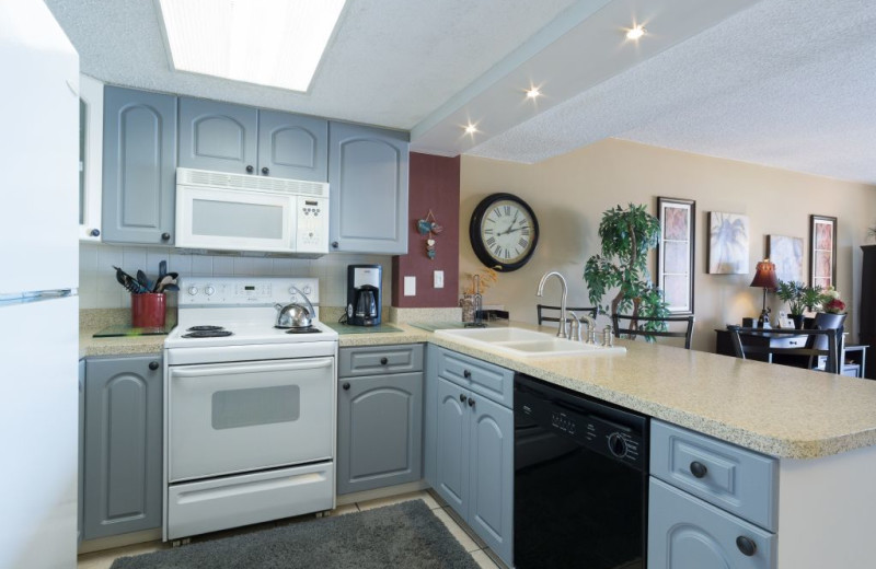 Rental kitchen at Plumlee Gulf Beach Realty.