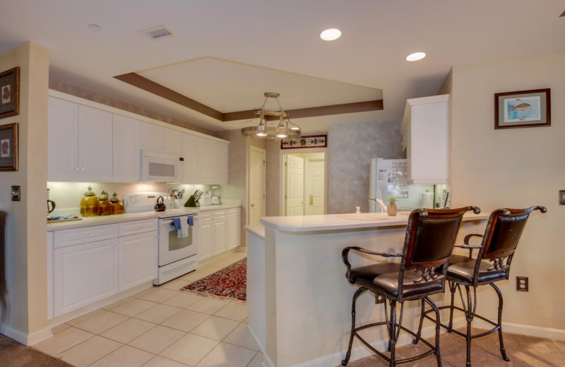 Rental kitchen at North Beach Vacation Rentals.