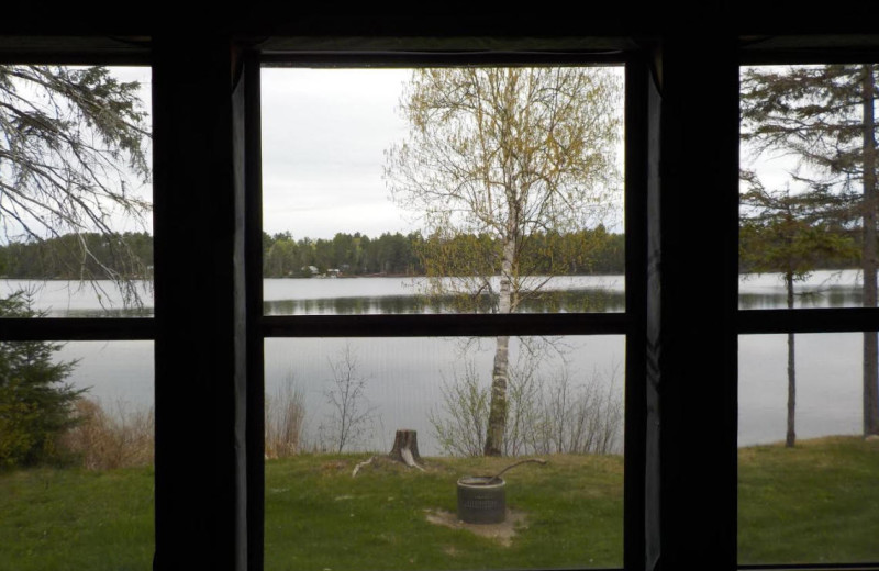 Cabin lake view at Owls Nest Lodge.