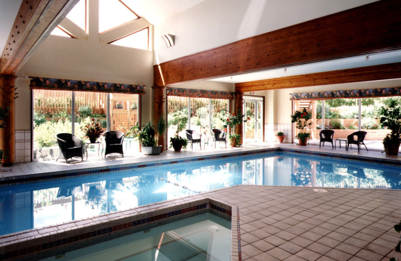 Indoor pool at Banff Rocky Mountain Resort.