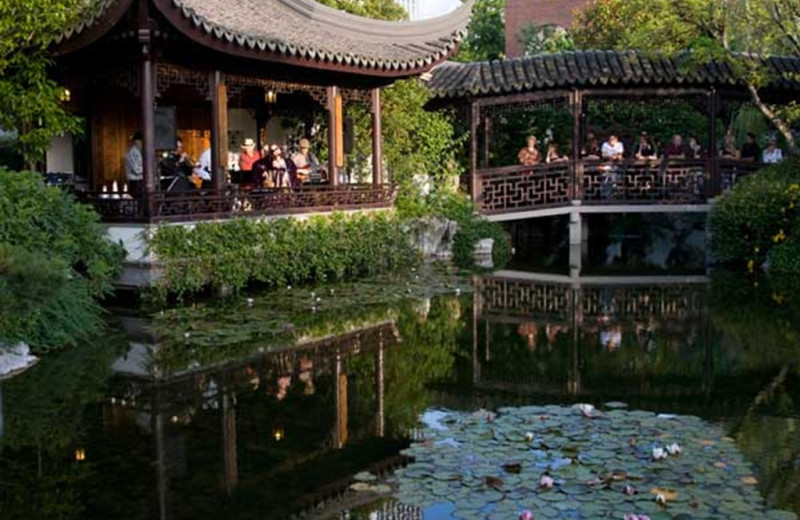 Chinese garden at The Heathman Lodge.