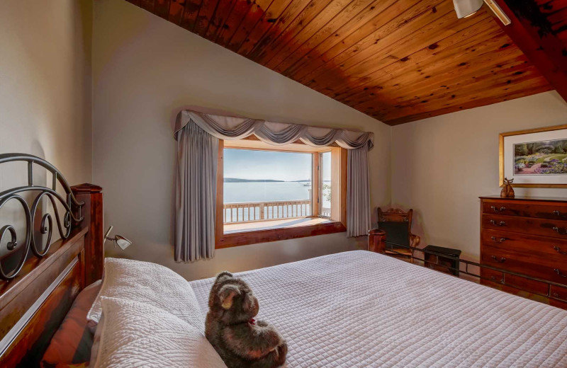 Rental bedroom at Acadia Cottage Rentals.