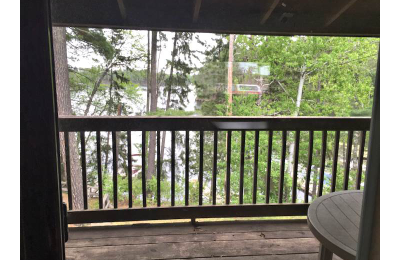 Guest balcony at Silver Rapids Lodge.