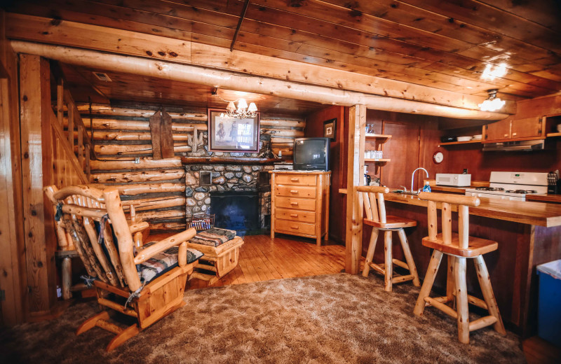 Cabin interior at Pine River Lodge.