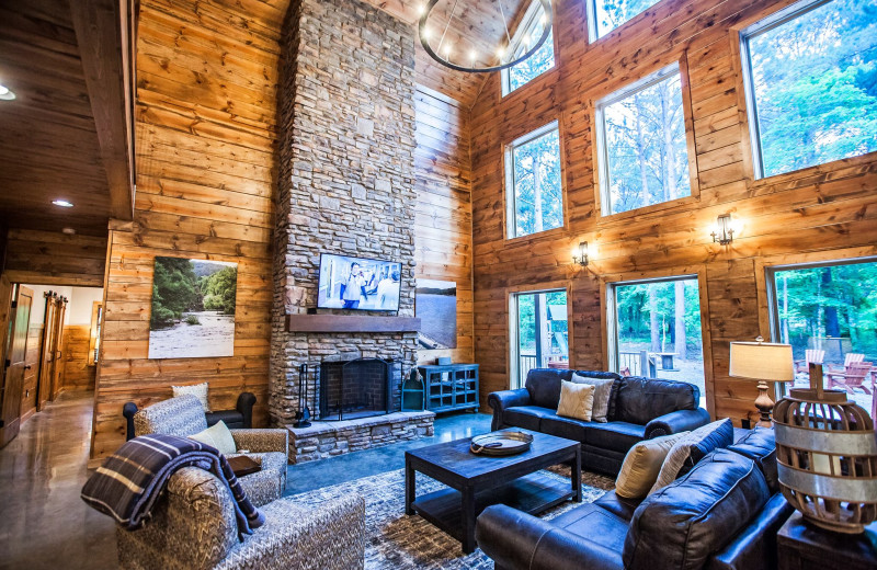 Cabin living room at Blue Beaver Luxury Cabins.