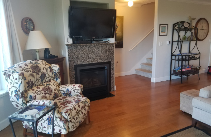 Rental living room at Oceanfront Getaways.