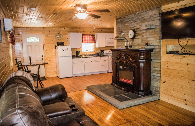 Cabin interior at Hocking Hills Cozy Cabins.