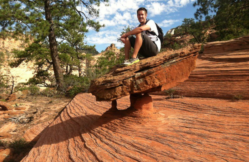 Hiking in Zion National Park near Bumbleberry Inn.