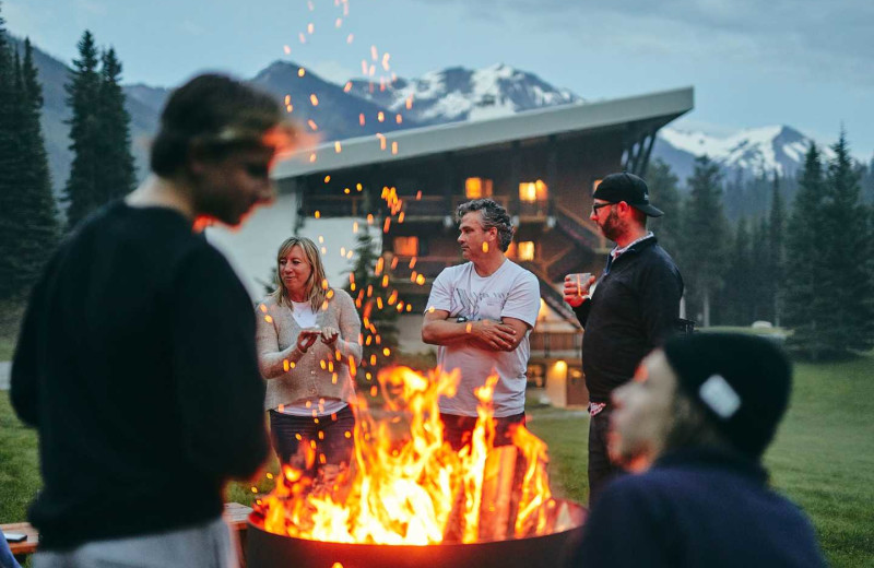 Bonfire at CMH Bugaboos Lodge.