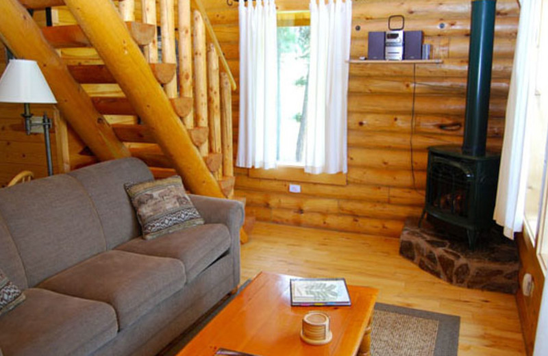 Cabin living room at Newton Fork Ranch.