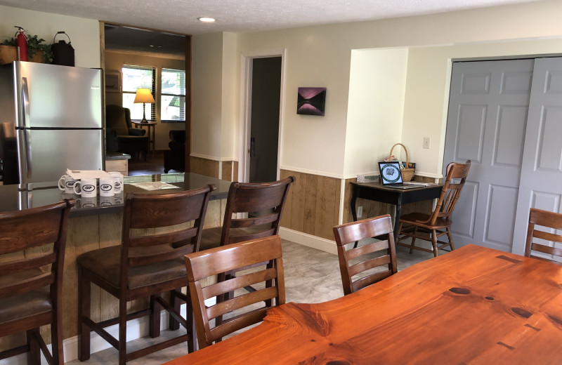 Cabin kitchen at Creekside Camp & Cabins.