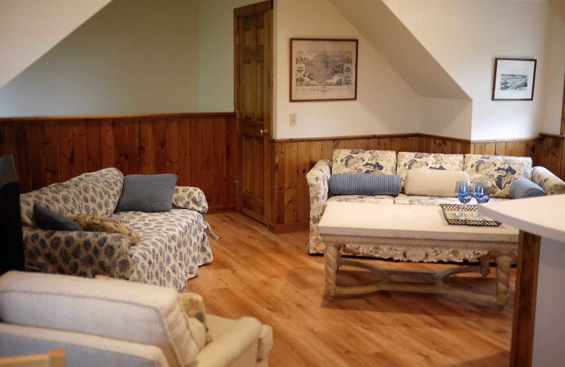 Rental living room at Acadia Cottage Rentals.