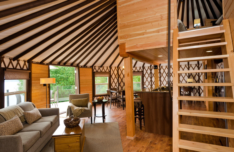 Yurt interior at Nootka Marine Adventures.