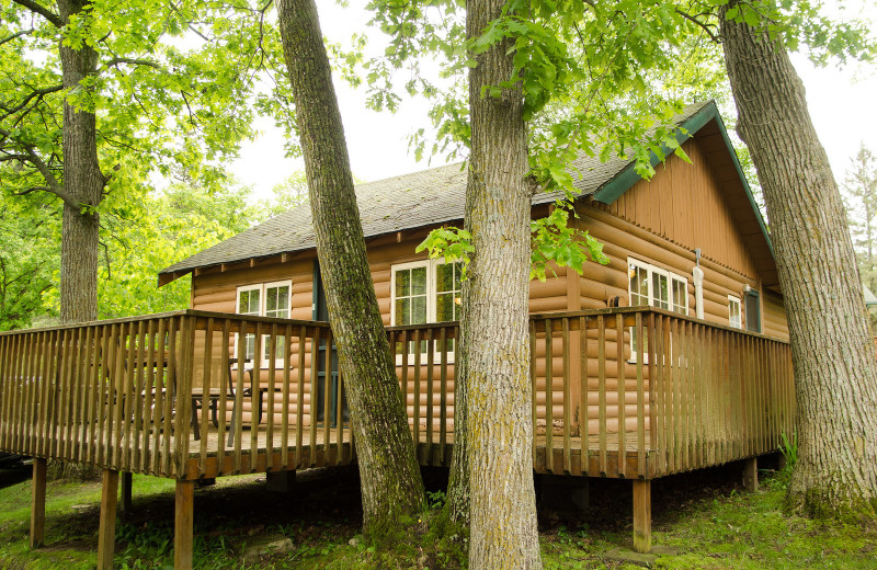 Cabin exterior at Woodland Beach Resort.