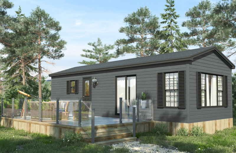 Cabin exterior at Great Blue Resorts.