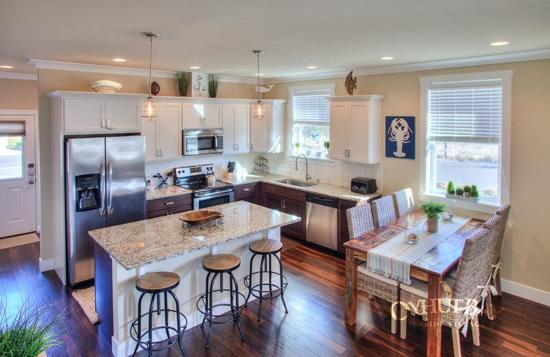 Rental kitchen at Oyhut Bay Seaside Village.