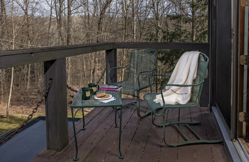 Guest balcony at The MacGregor Room at Glenlaurel, A Scottish Inn & Cottages.