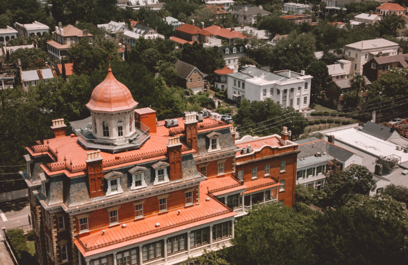 Aerial view of Wentworth Mansion.